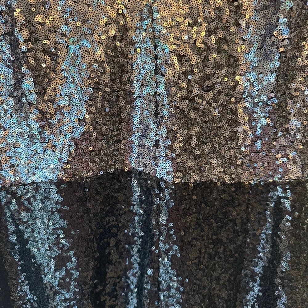 Nicole Miller Elegant Silver Black Sequin Dress Evening Occasion Date 0012 - Picture 6 of 15